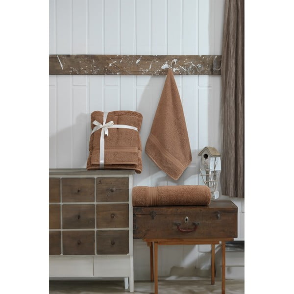 Rjavi frotirni bombažni komplet brisač 2 ks – Foutastic-image-2