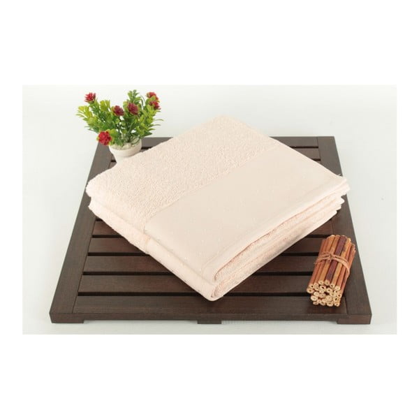 Komplet 2 pudrasto rožnatih brisač iz 100 % bombaža Patricia, 50 x 90 cm