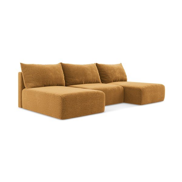 Oranžna raztegljiva/s prostorom za shranjevanje kotna sedežna garnitura Kalena – Makamii-image-2