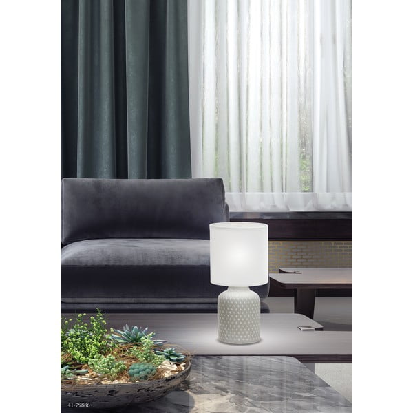 Siva namizna svetilka s tekstilnim senčnikom (višina 32 cm) Iner – Candellux Lighting-image-1