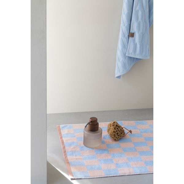 Modra/rožnata kopalniška preproga iz organskega bombaža 50x80 cm Retro – Mette Ditmer Denmark-image-1