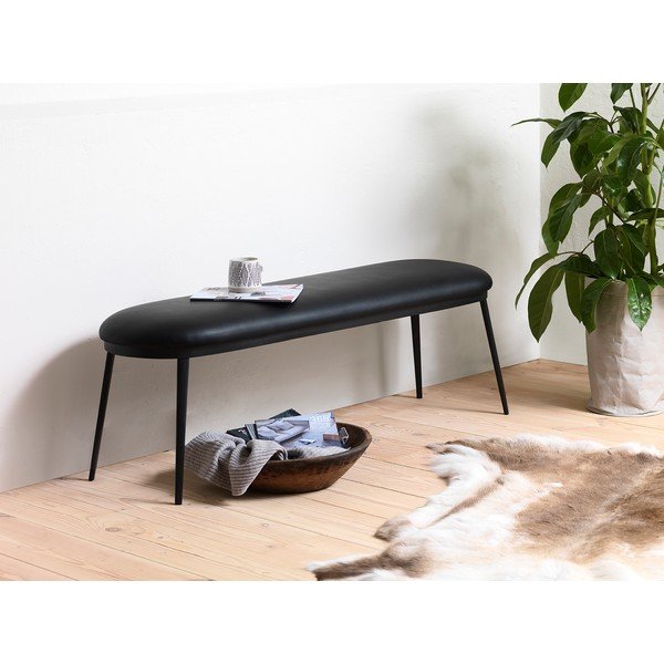 Črna klop iz umetnega usnja Gain – Unique Furniture-image-1