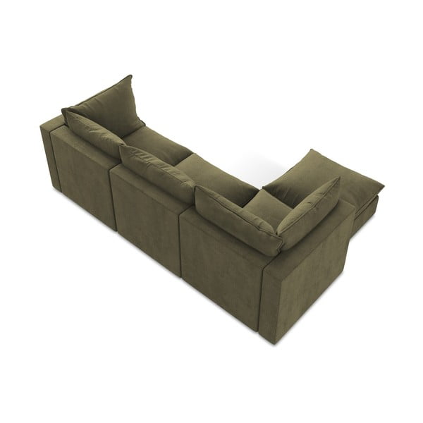 Kaki zelena kotna sedežna garnitura (levi kot/z ležalnikom) Manao – Makamii-image-3