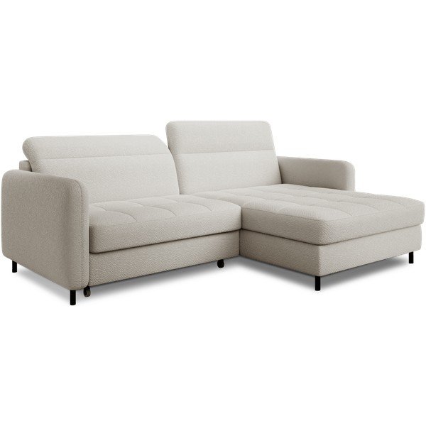 Kremno bela raztegljiva/s prostorom za shranjevanje kotna sedežna garnitura iz tkanine bouclé (desni kot/z ležalnikom) Gomsi – ELTAP-image-2