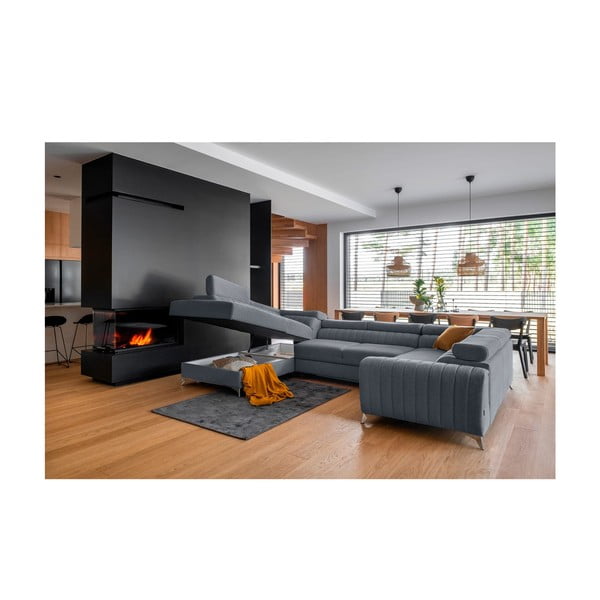 Modra raztegljiva/s prostorom za shranjevanje kotna sedežna garnitura (levi kot/v obliki črke "U") Louis – ELTAP-image-2