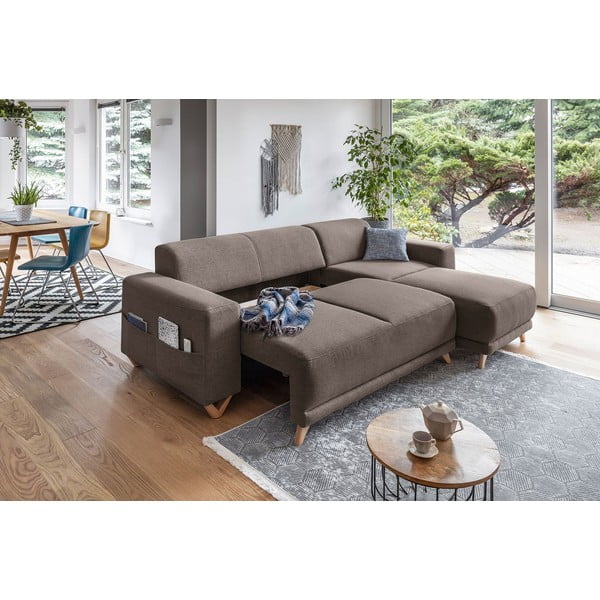 Rjava raztegljiva/s prostorom za shranjevanje kotna sedežna garnitura Classy Sophie – Miuform-image-4