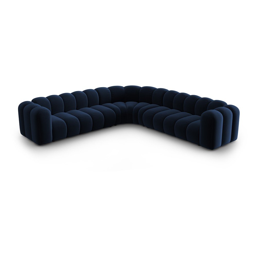 Modra žametna kotna sedežna garnitura Lupine