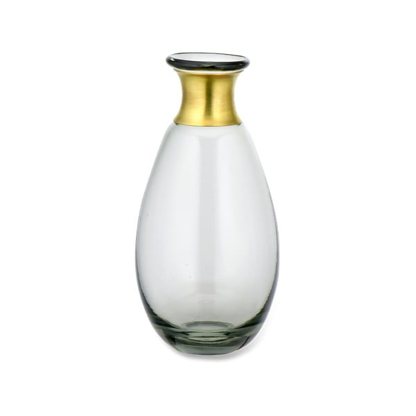 Siva steklena vaza Nkuku Miza, višina 14 cm