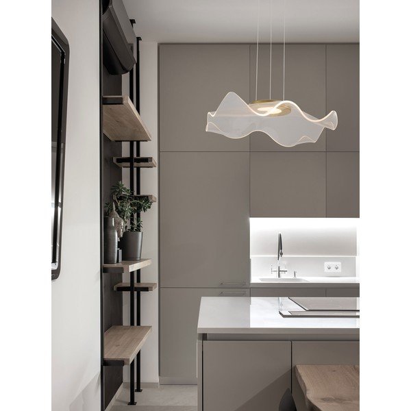Aluminijasta LED viseča svetilka v zlati barvi s senčilom iz akrilnega stekla Siderno – Nova Luce-image-1