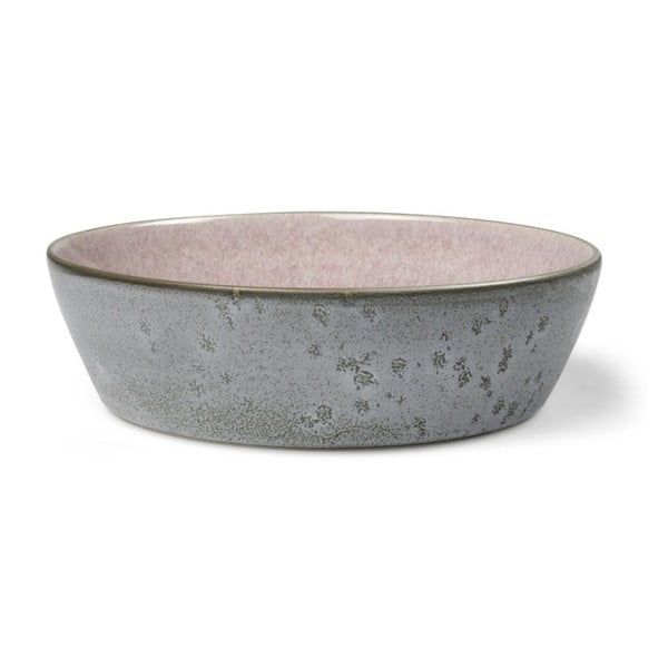 Servirna skleda iz sive keramike z notranjo glazuro v roza barvi Bitz Mensa, premer 18 cm