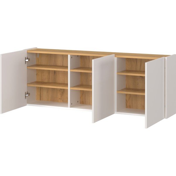 Kremno bela stenska omarica v hrastovem dekorju 138x52x25 cm Libbiano – Germania-image-2