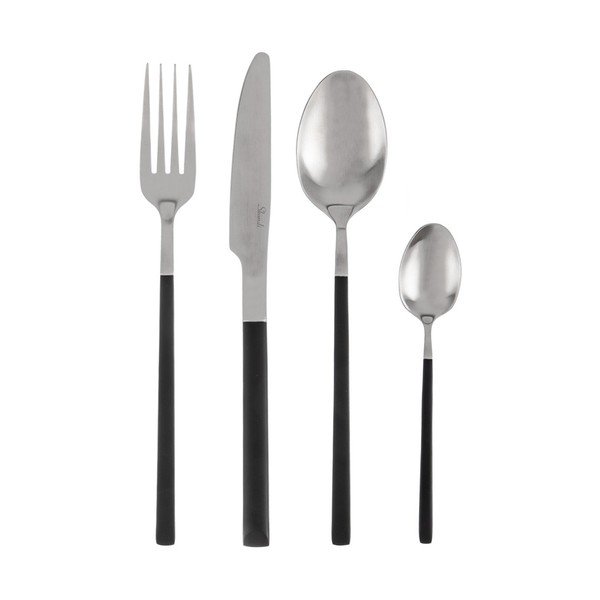 Črn/srebrn pribor iz nerjavečega jekla 24 ks Skandi – Orion
