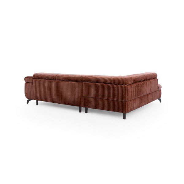 Kotna sedežna garnitura iz rebrastega žameta v barvi terakote (levi kot/v obliki črke L) Marbeya  – Ropez-image-3