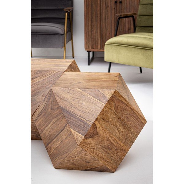 Klubska mizica iz masivnega sheesham lesa v temni naravni barvi 42x42 cm Egypt – Bizzotto-image-1