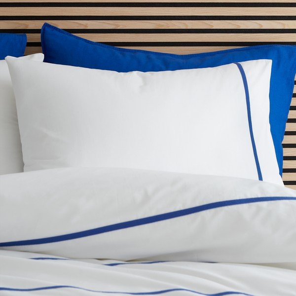 Bela/modra enojna bombažna posteljnina 135x200 cm Herringbone Trim Stripe – Content by Terence Conran-image-2