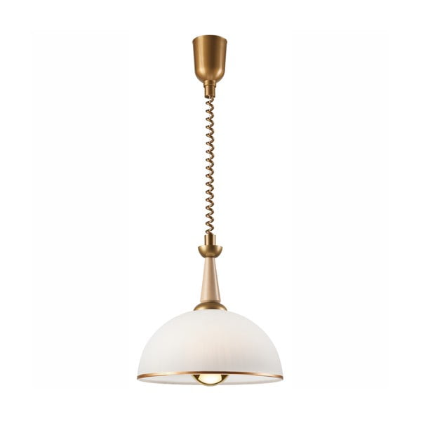 Viseča svetilka v zlati in naravni barvi s steklenim senčilom ø 30 cm Ciara – LAMKUR