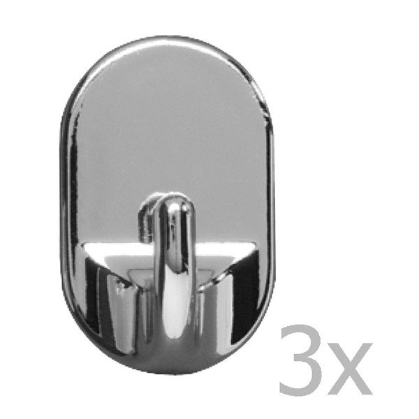 Komplet 3 stenskih kjukastih obešalnikov Wenko Medium Oval Hooks Chrome-image-1