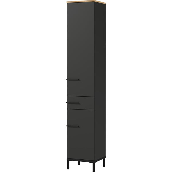 Temno siva visoka kopalniška omarica v hrastovem dekorju 34x34 cm Yonkers - Germania-image-2