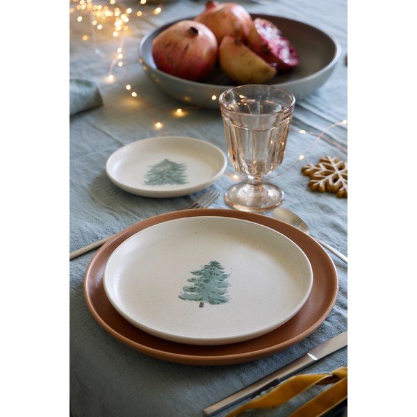 Kremno beli desertni krožniki v kompletu 4 ks z božičnim motivom iz kamenine ø 22 cm Pacifica Christmas Tree – Casafina-image-3