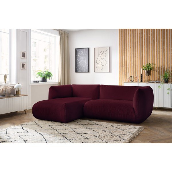 Bordo rdeča kotna žametna zofa (levi kot) Lecomte - Bobochic Paris-image-1