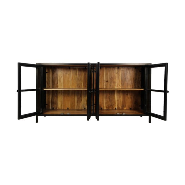 Črna vitrina iz masivnega lesa akacije 170x90 cm Kingston - HSM collection-image-4