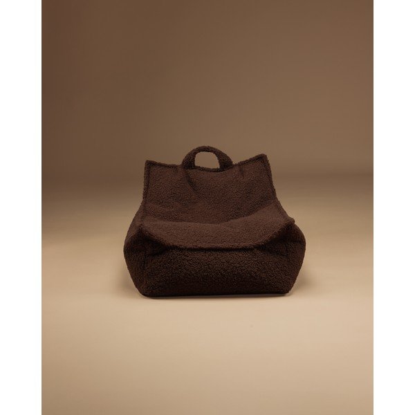 Temno rjava otroška vreča za sedenje iz tkanine bouclé Warm Hazel – Wigiwama-image-4