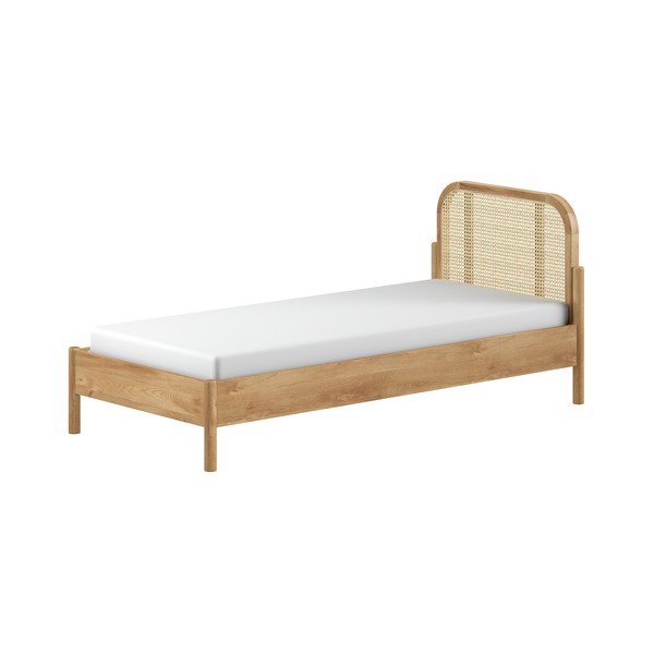 Postelja iz masivnega hrasta z letvenim dnom 90x200 cm v naravni barvi Olive Rotan – Vipack