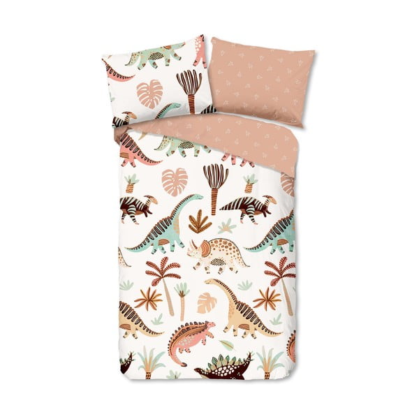 Rjava/bež enojna bombažna otroška posteljnina 140x200 cm Dino – Good Morning