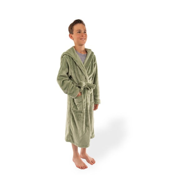 Zelen otroški kopalni plašč iz mikropliša Delux – Tiseco Home Studio-image-3