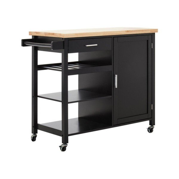 Kuhinjski otok na kolesih iz masivnega kavčukovca 48x105 cm Frankfurt – Premier Housewares