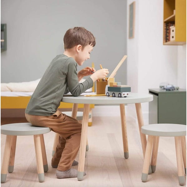 Zelena otroška miza Flexa Dots, ø 60 cm-image-1