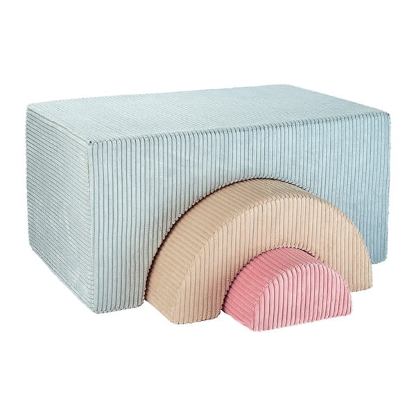 Mentolno zeleno otroško igrišče iz pene iz rebrastega žameta 3 ks višina 37 cm 75x49 cm Rainbow Montessori – Wigiwama