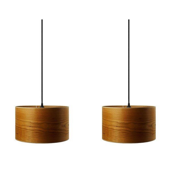 Dvojna viseča svetilka iz naravnega češnjevega furnirja Sotto Luce Tsuri, ⌀ 90 cm-image-1