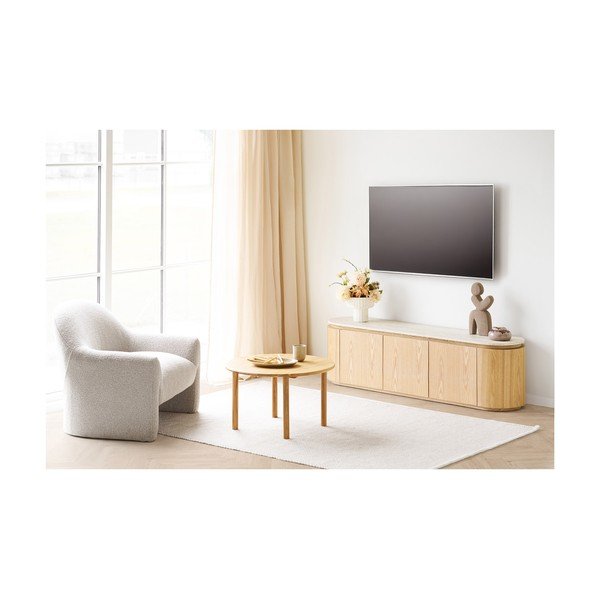 Kremno bela/v naravni barvi TV omarica s kamnito mizno ploščo 160x45x40 cm Larvik – House Nordic-image-3