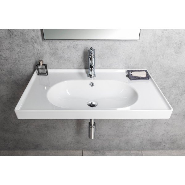 Bel keramičen umivalnik 80x45 cm Brand – Sapho-image-4