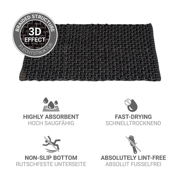 Antracitno siva tekstilna kopalniška preproga 50x80 cm Ecoli – Wenko-image-4