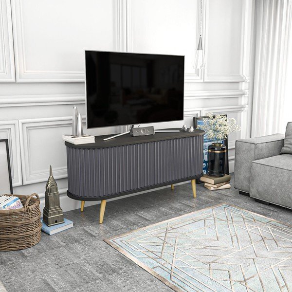 Črna/antracitno siva TV omarica 140x64 cm Stor – Kalune Design-image-1