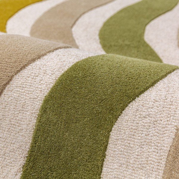 Zelen/v naravni barvi ročno tkan volnen tekač 80x300 cm Cascade Wool – Flair Rugs-image-2
