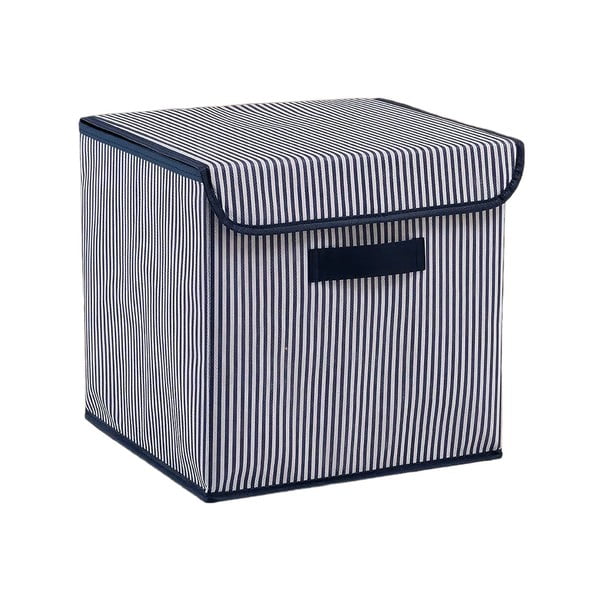 Modra tekstilna škatla za shranjevanje s pokrovom 30x30x30 cm – Mioli Decor