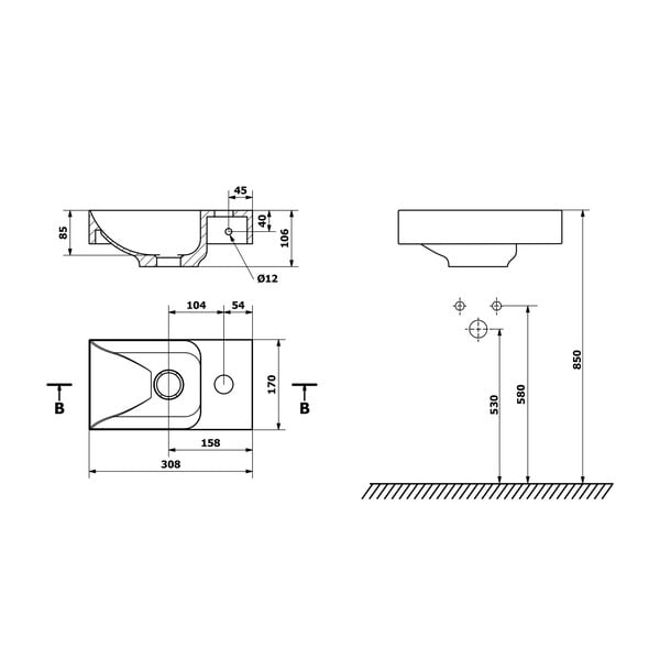 Temno rjav betonski manjši umivalnik 31x17 cm Piccolino – Sapho-image-4