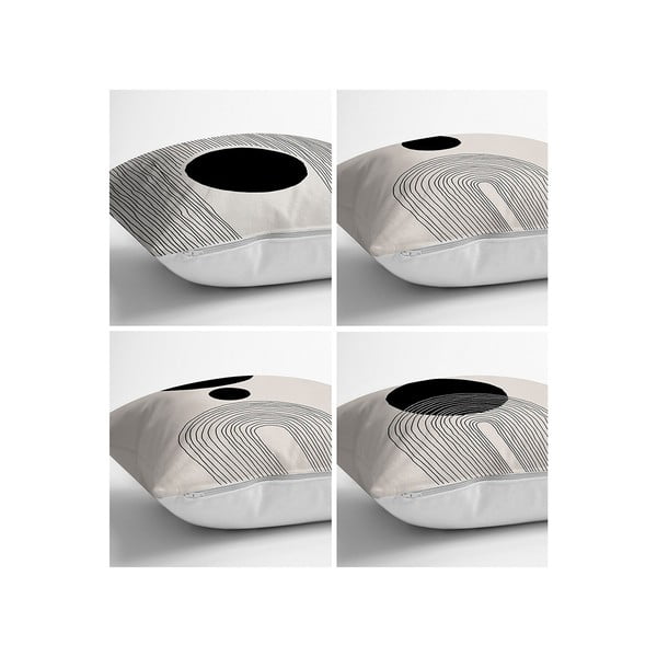 Črno-bež prevleke za blazine v kompletu 4 kom 43x43 cm - Minimalist Cushion Covers-image-1