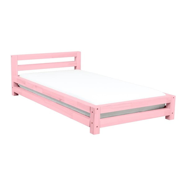 Enoposteljna postelja Benlemi Single, roza smreka, 90 x 160 cm