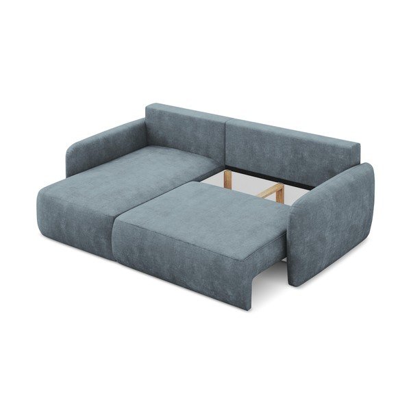 Prašno modra raztegljiva kotna sedežna garnitura iz šenilje s prostorom za shranjevanje (levi kot/z ležalnikom) Lilo – Makamii-image-3