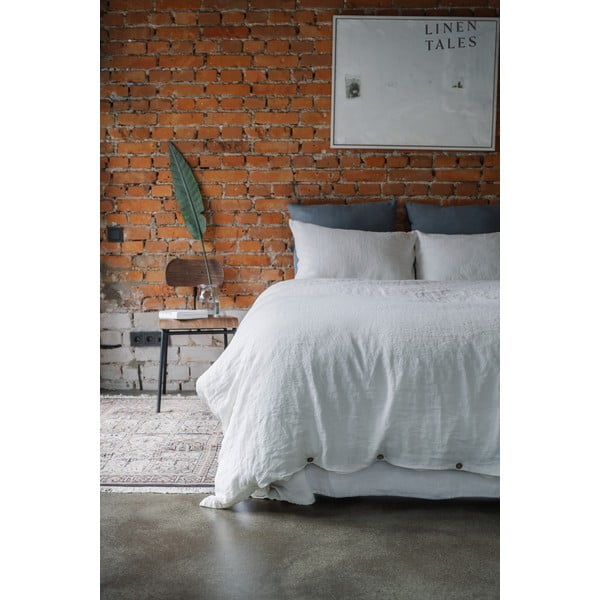 Bela napenjalna lanena rjuha 140x200 cm White – Linen Tales-image-4
