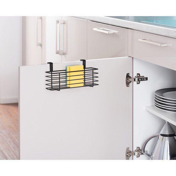 Črna viseča kovinska košara za kuhinjska vrata Wenko Slim, 24 x 10 cm-image-1