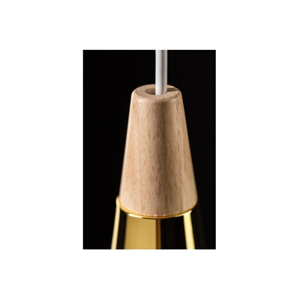 Siva viseča svetilka z lesenim in kovinskim senčilom Skandi – GTV-image-3