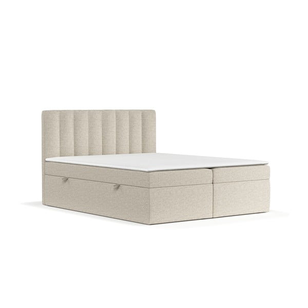 Bež boxspring postelja s prostorom za shranjevanje 140x200 cm Novento – Maison de Rêve