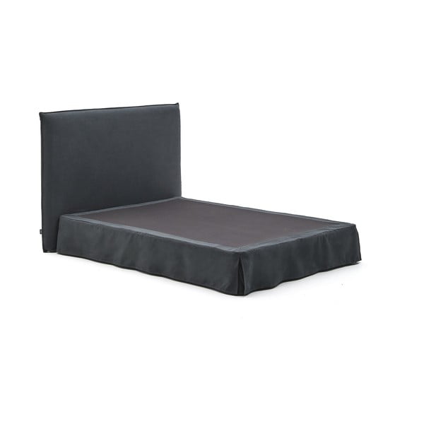 Antracitno siva oblazinjena zakonska postelja 160x200 cm Jaira – Kave Home