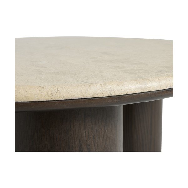 Okrogla klubska mizica z marmorno mizno ploščo v temni naravni barvi ø 90 cm Piazze – Unique Furniture-image-2