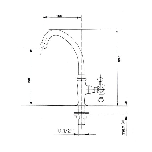 Stoječ ventil za umivalnik v sijajno srebrni barvi Antea – Sapho-image-1
